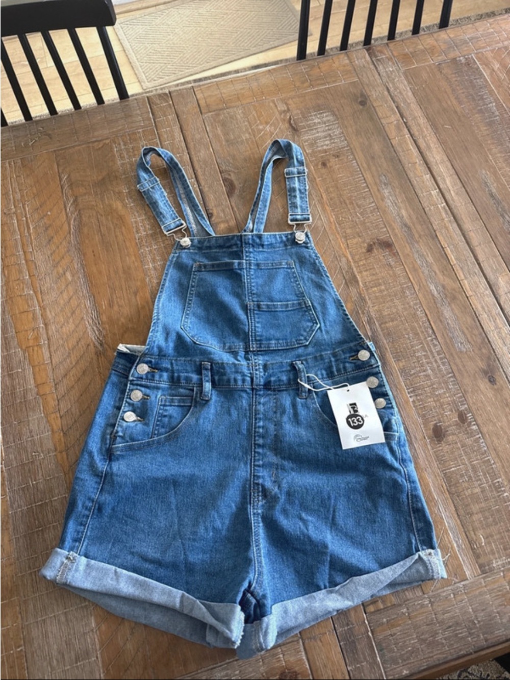Denim Short Overalls - Blue Women's Shorts